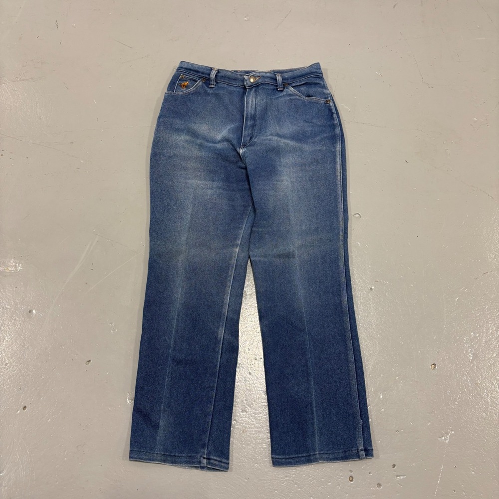 Vintage Wrangler High Waisted Straight Leg Jeans Medium Wash Made in USA 16 Reg